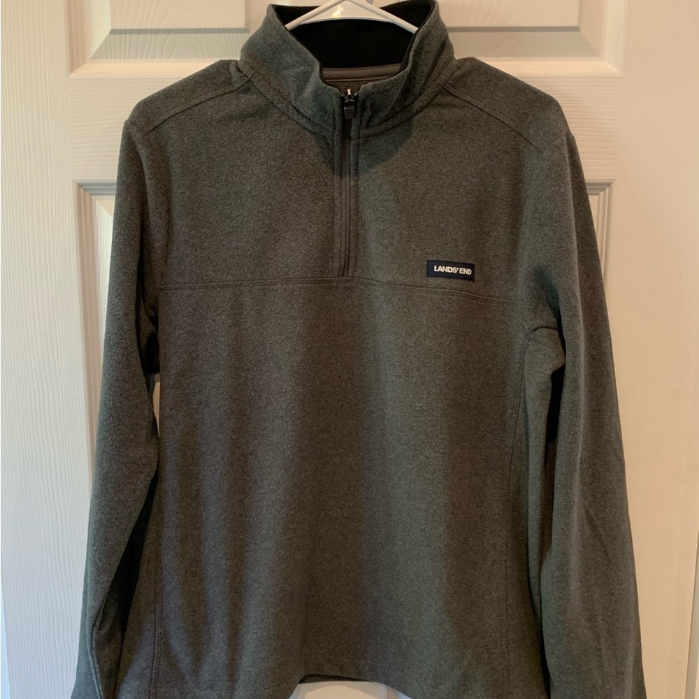 Lands' End Men's Charcoal Zip-Up Sweater